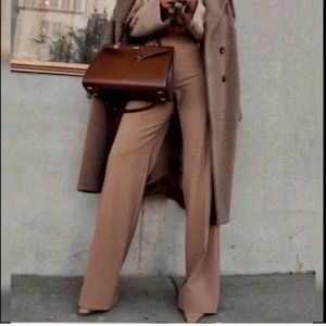 ZARA Wide Leg Camel Trousers Pants With Belt